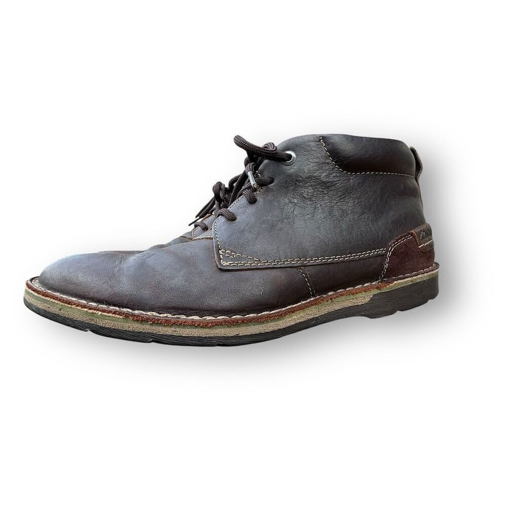 Clarks Men's Brown Leather Chukka Boots Size 10 Lace Up Comfort Business Casual - Picture 6 of 13